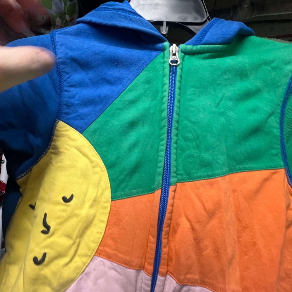 Sz8 Hanna Andersson Colorful Patchwork Hoodie Play Condition - Picture 5 of 9